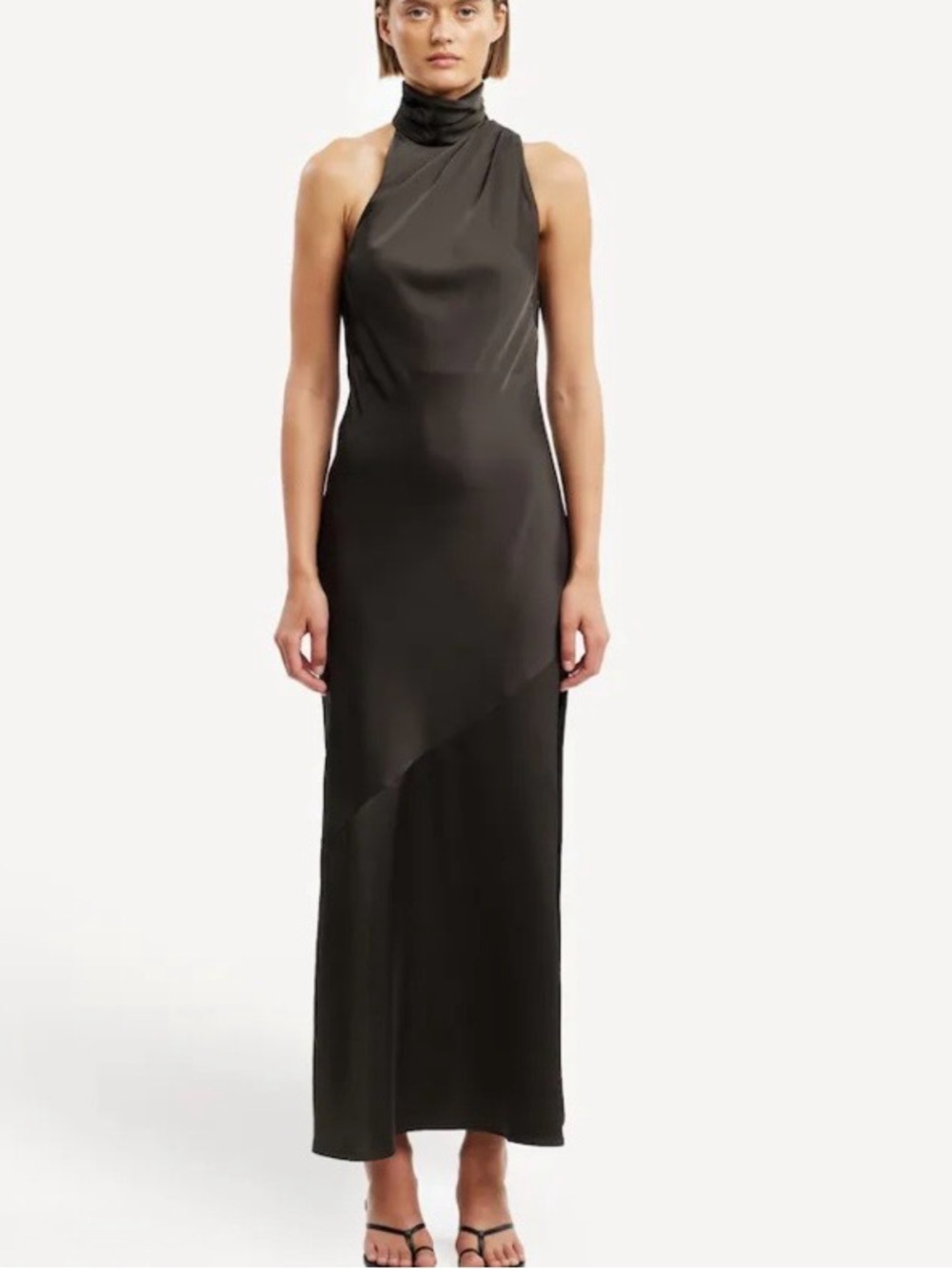 Significant Other Nadia Long Black Dress US Size 2 Bias Cut High Neck Cowl Back